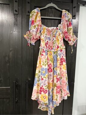En Saison Pink Multi Floral Smocked Casual Dress